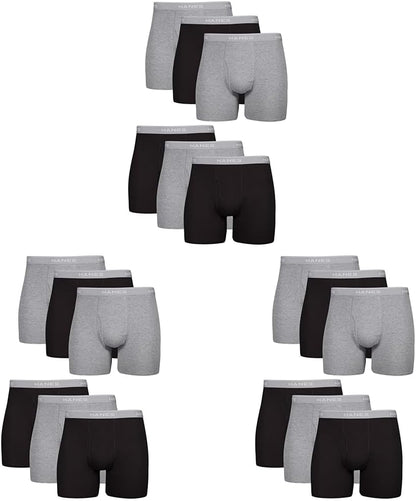 Hanes mens Underwear Boxer Briefs Pack, Cool & Breathable Cotton Moisture-wicking Underwear for Men, No Ride Up