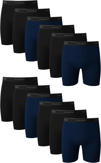 Hanes mens Underwear Boxer Briefs Pack, Cool & Breathable Cotton Moisture-wicking Underwear for Men, No Ride Up