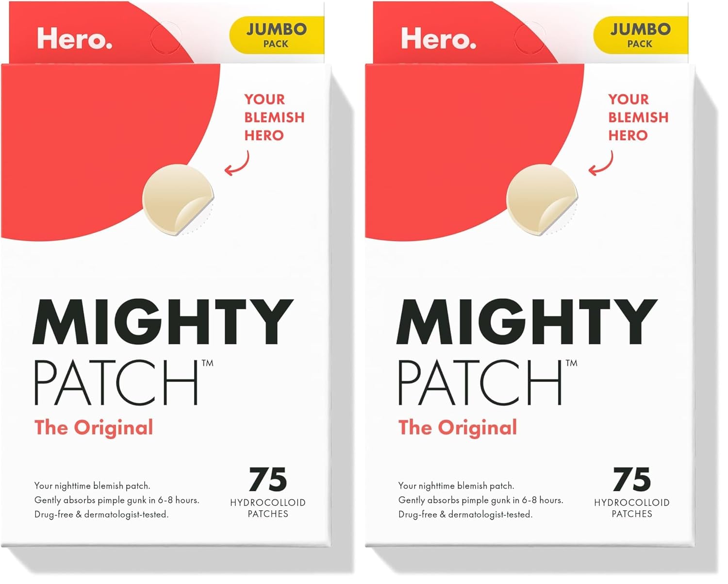 Mighty Patch Original Patch from Hero Cosmetics - #1 Hydrocolloid Acne Pimple Patches for Face, Shrinking Zits & Whiteheads in 1 Use, Nighttime Spot Pimple Stickers for Face, 36 Count