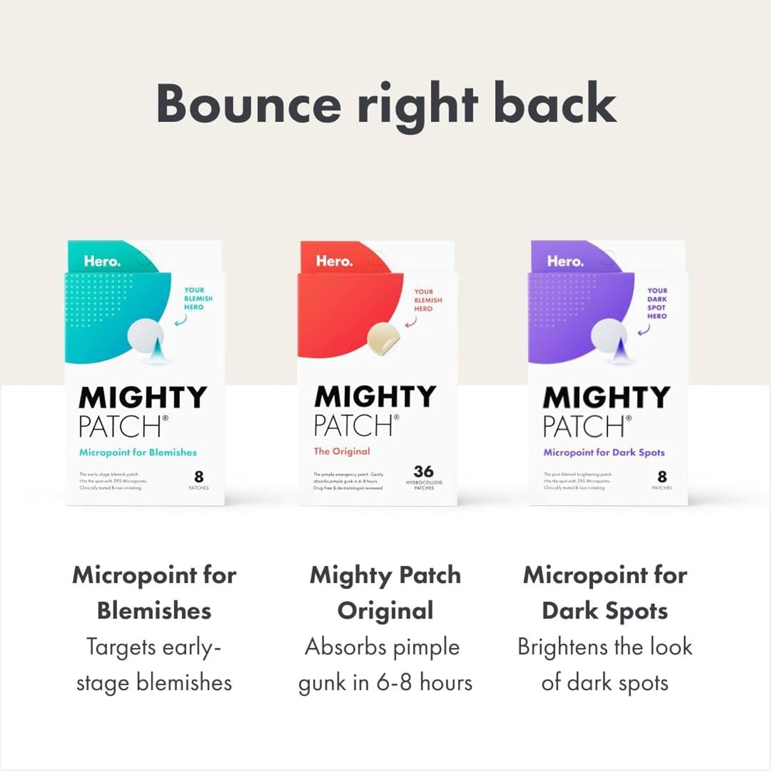 Mighty Patch Original Patch from Hero Cosmetics - #1 Hydrocolloid Acne Pimple Patches for Face, Shrinking Zits & Whiteheads in 1 Use, Nighttime Spot Pimple Stickers for Face, 36 Count