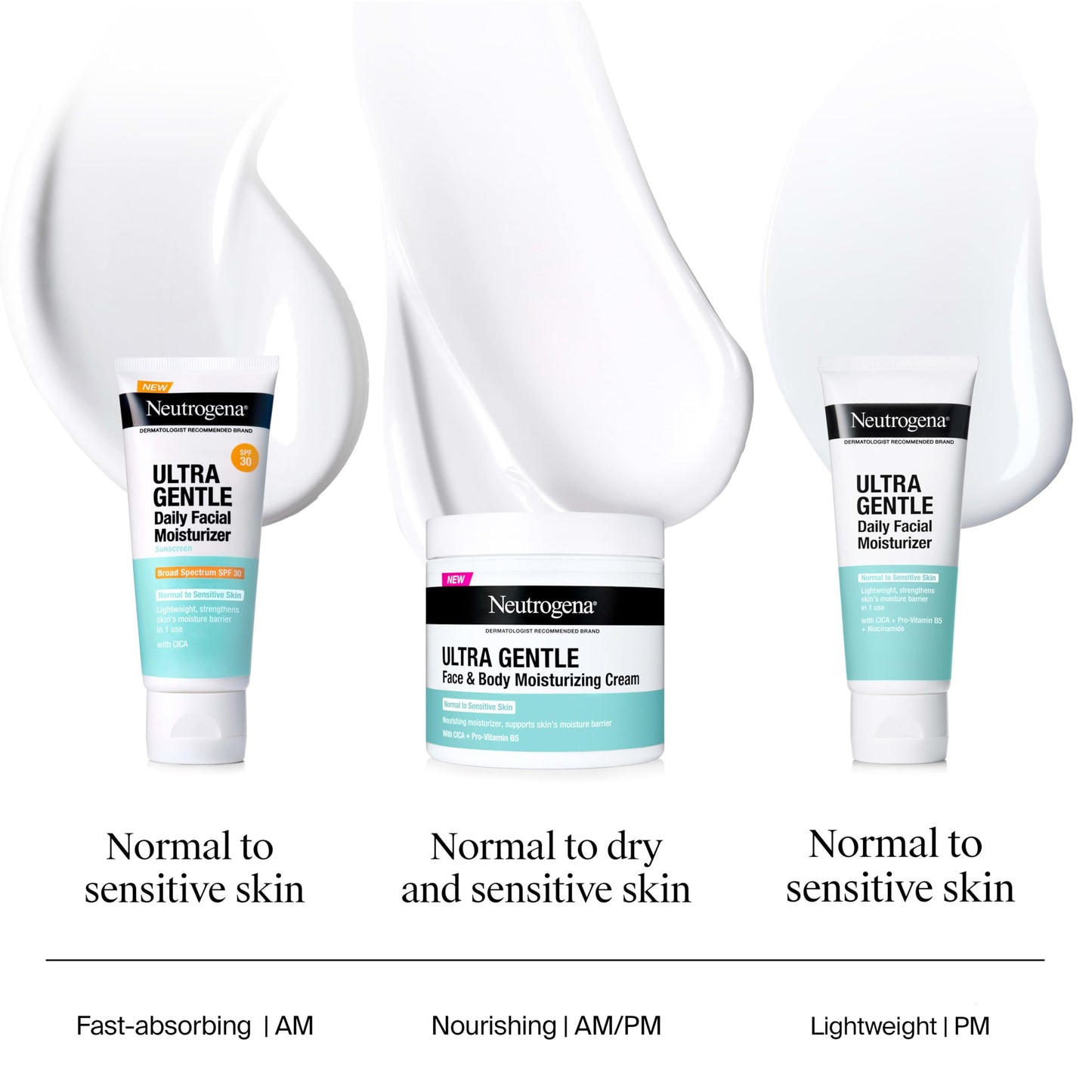 Neutrogena Face Moisturizer Ultra Gentle Daily Face Moisturizer for Sensitive Skin with Vitamin B3, Pro-Vitamin B5, and Vitamin E, Hydrating Moisturizer, 3.4 fl oz