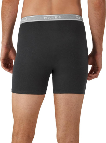 Hanes mens Underwear Boxer Briefs Pack, Cool & Breathable Cotton Moisture-wicking Underwear for Men, No Ride Up
