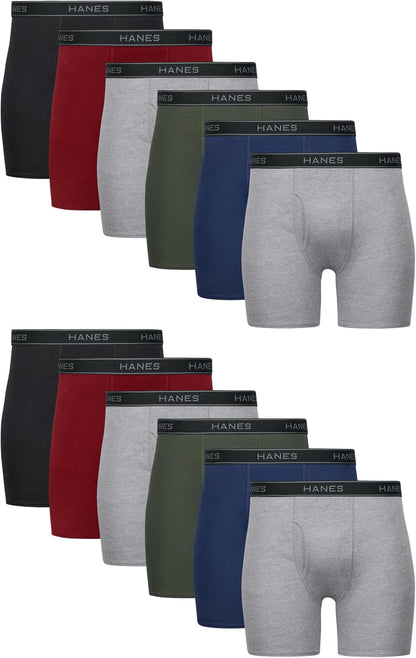 Hanes mens Underwear Boxer Briefs Pack, Cool & Breathable Cotton Moisture-wicking Underwear for Men, No Ride Up