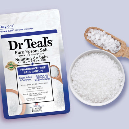 Dr Teal's Epsom Salt Magnesium Soak, Fragrance Free, 4 lbs