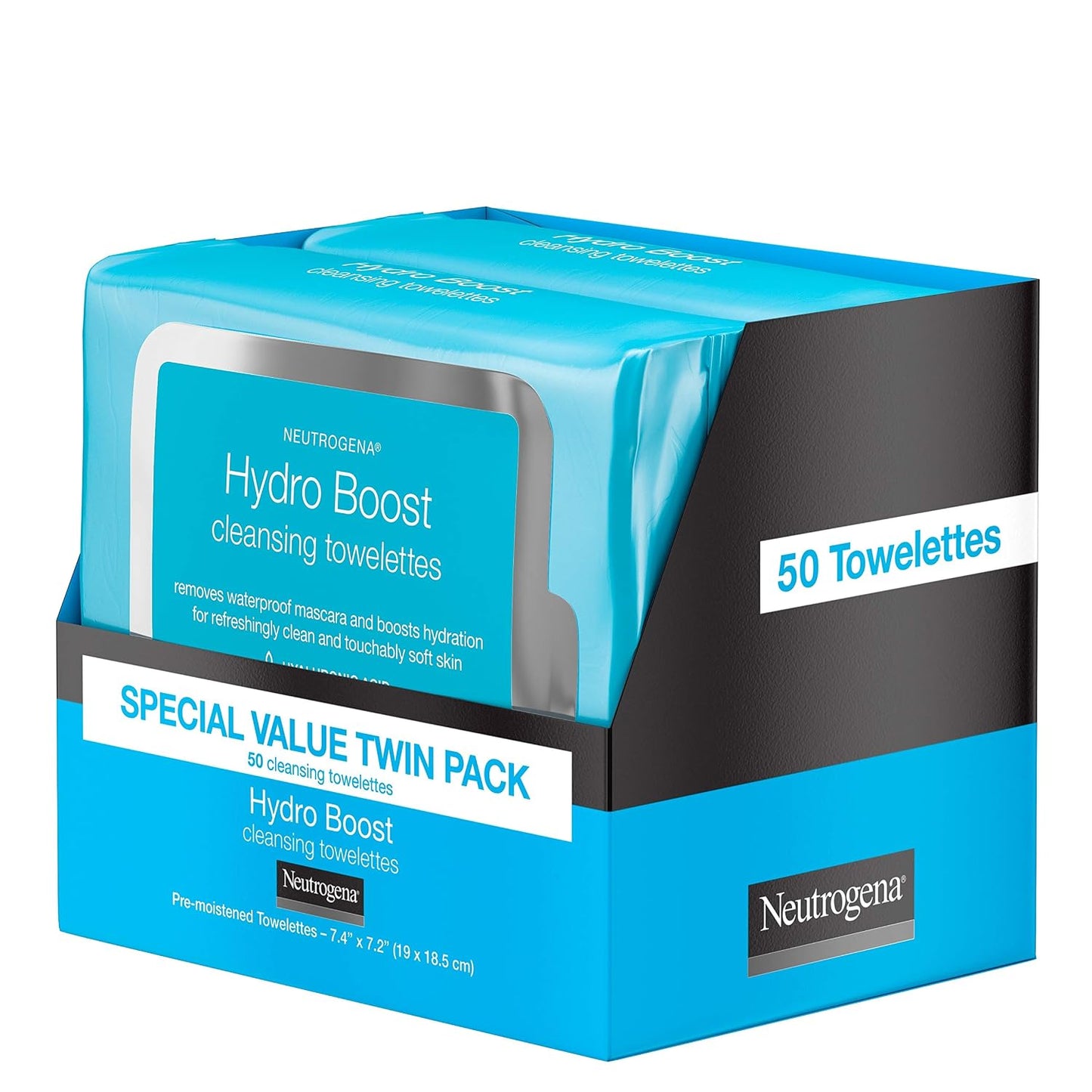 Neutrogena Hydro Boost Cleansing Wipes Makeup Remover for Face Micellar Gently Removes Oil, Dirt, and Waterproof Makeup Daily with Hydrating Hyaluronic Acid, 25 ct