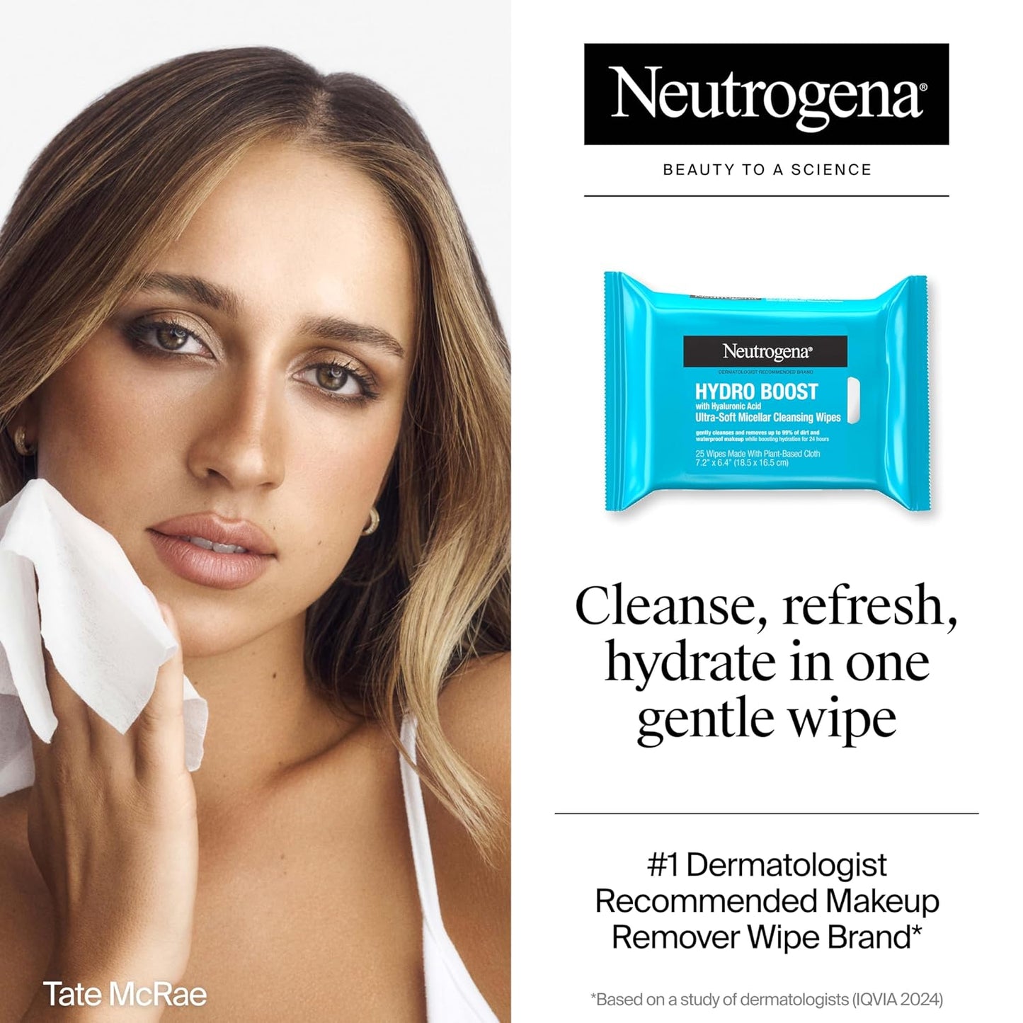 Neutrogena Hydro Boost Cleansing Wipes Makeup Remover for Face Micellar Gently Removes Oil, Dirt, and Waterproof Makeup Daily with Hydrating Hyaluronic Acid, 25 ct