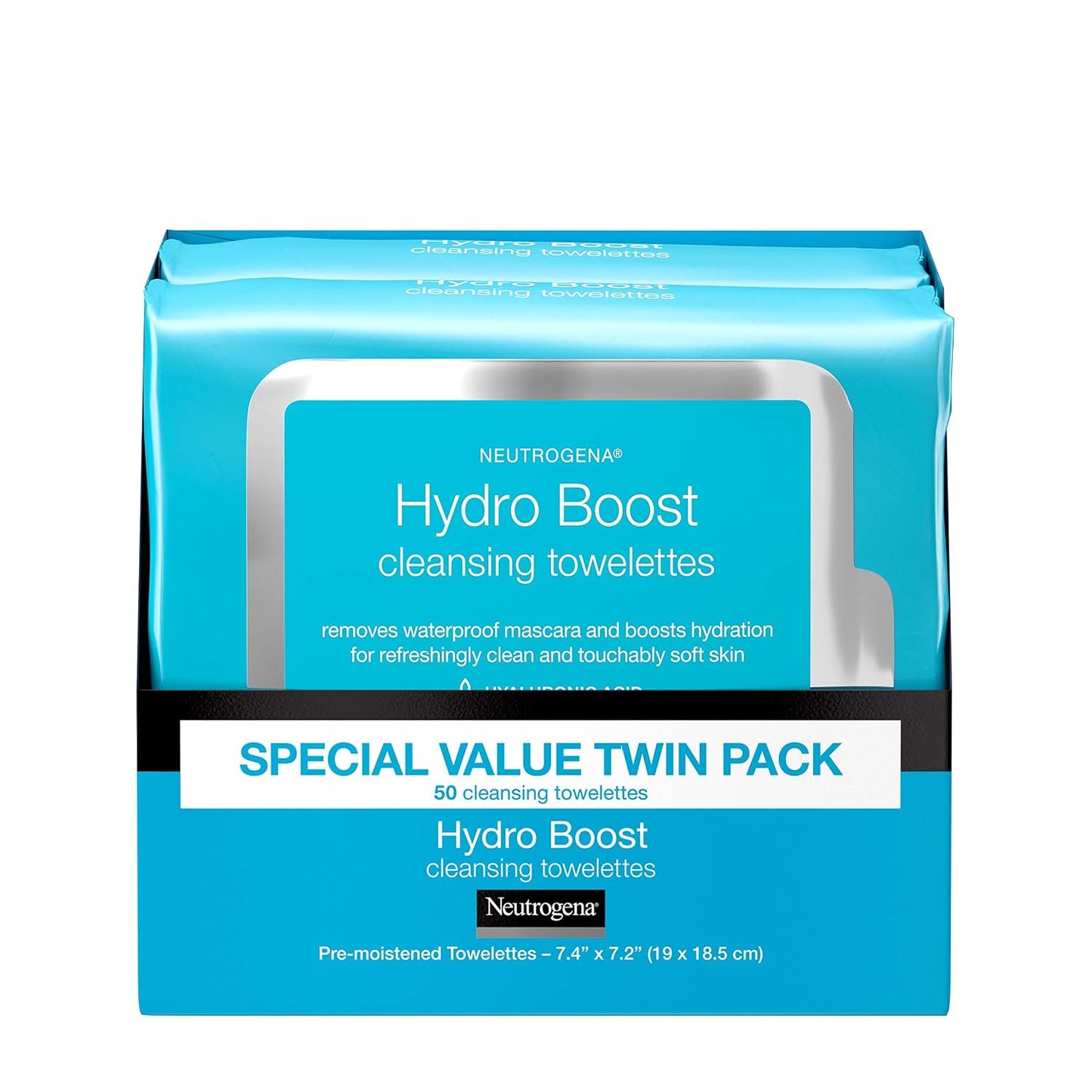 Neutrogena Hydro Boost Cleansing Wipes Makeup Remover for Face Micellar Gently Removes Oil, Dirt, and Waterproof Makeup Daily with Hydrating Hyaluronic Acid, 25 ct